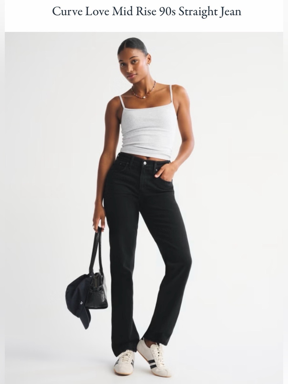 NWT Abercrombie ‘90s straight mid rise jeans curve love 28 sz 6 long black NEW